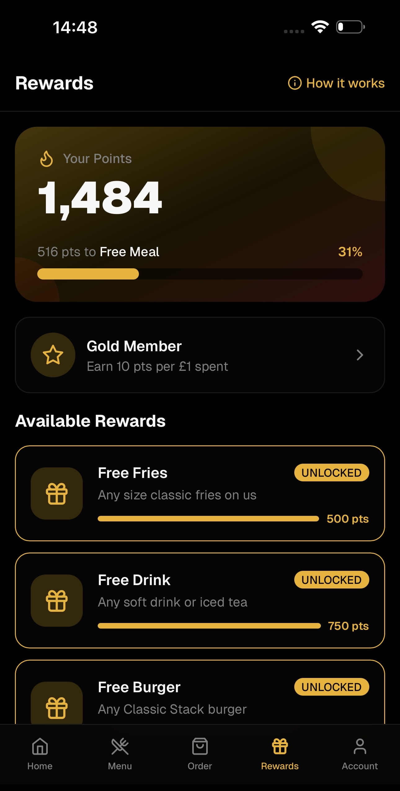 Rewards Screen