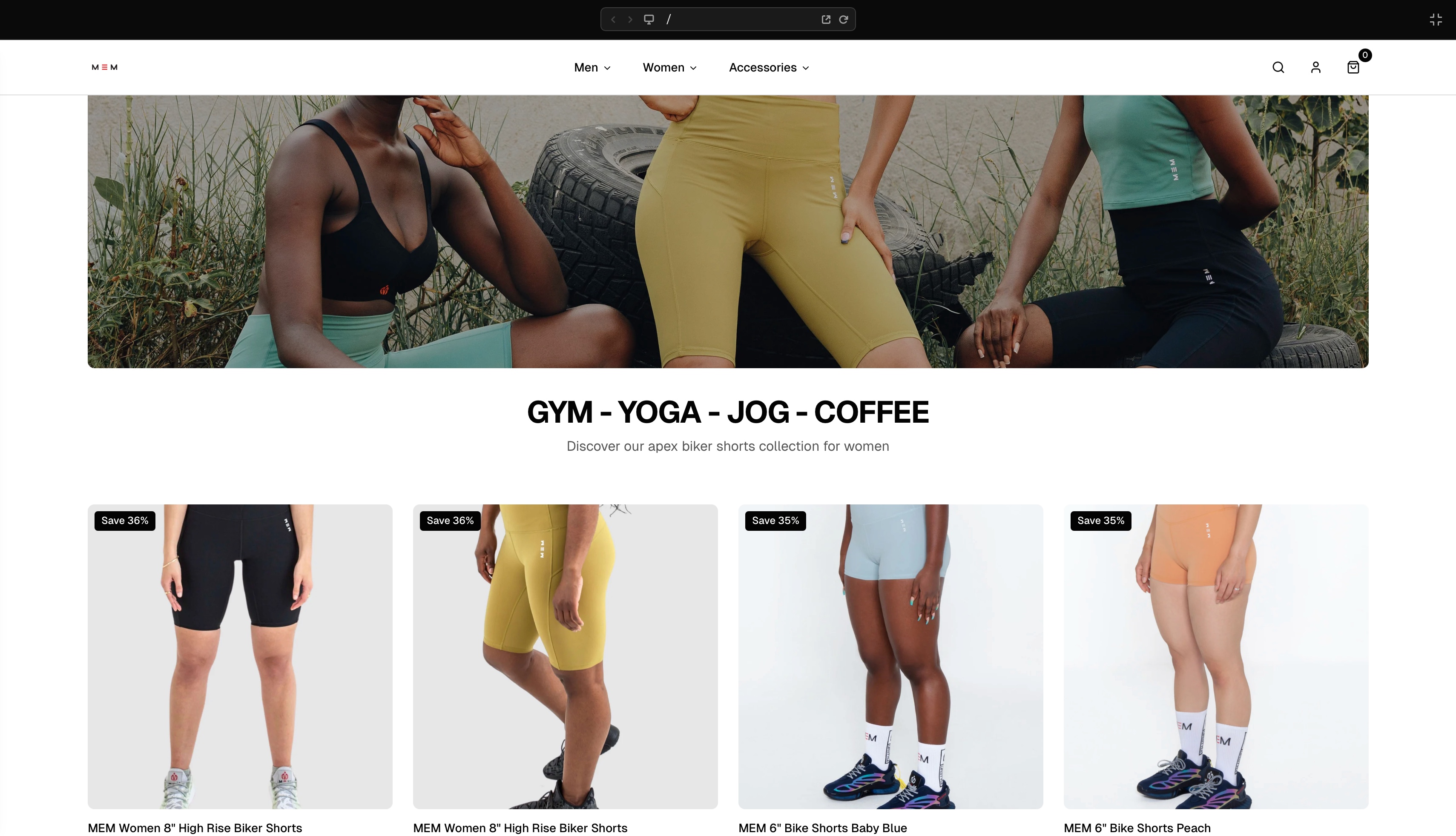 MEM Fitness Women's Biker Shorts Collection - GYM YOGA JOG COFFEE